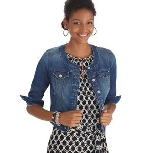 White House Black Market Jewel Neck Denim Jacket